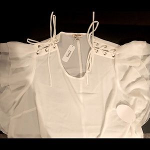 Lily White Plus Size Shoulder Tie Blouse